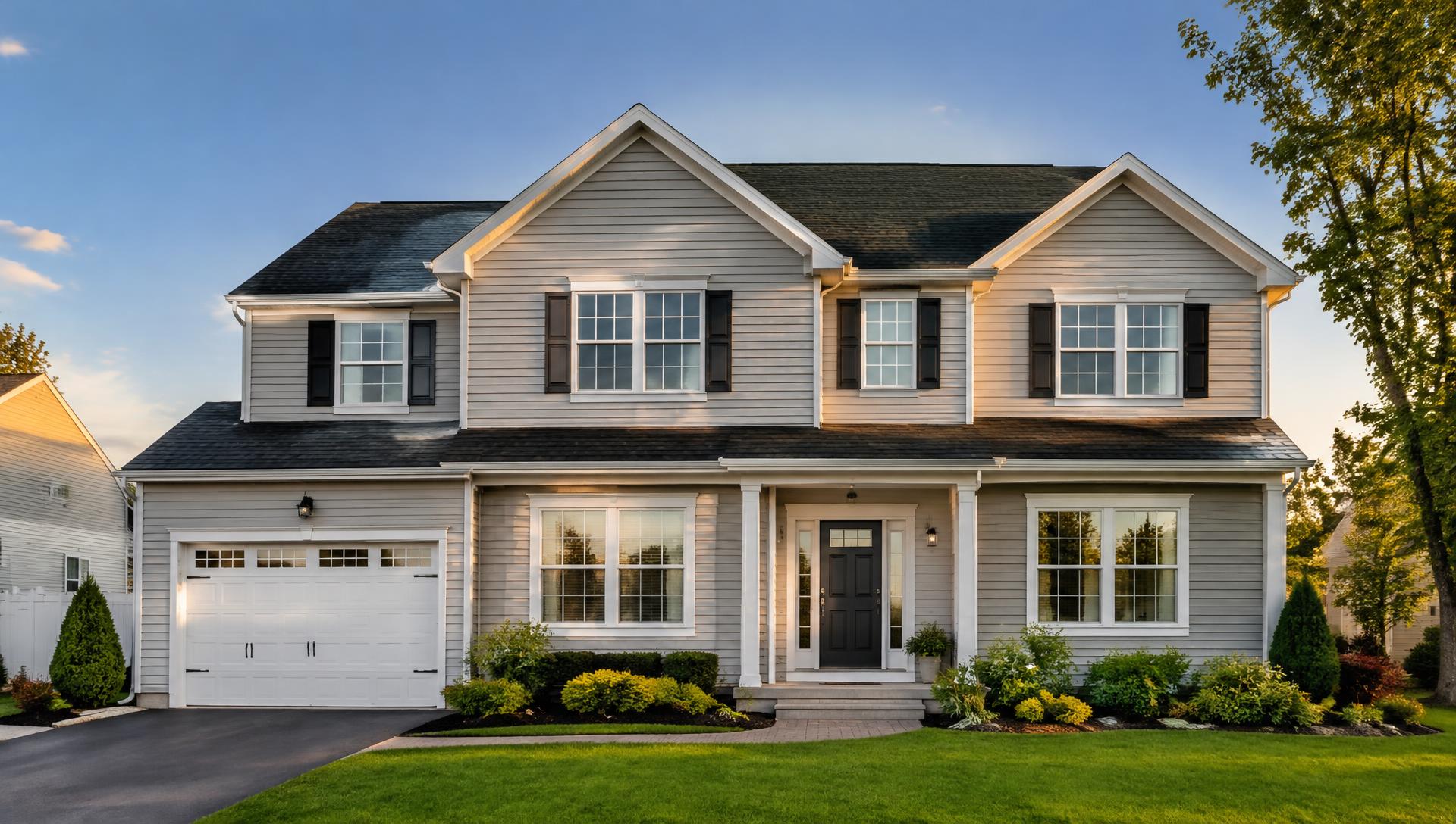 Long Island-style home exterior with shingle roofing and siding